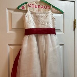 white flower girl dress with sash